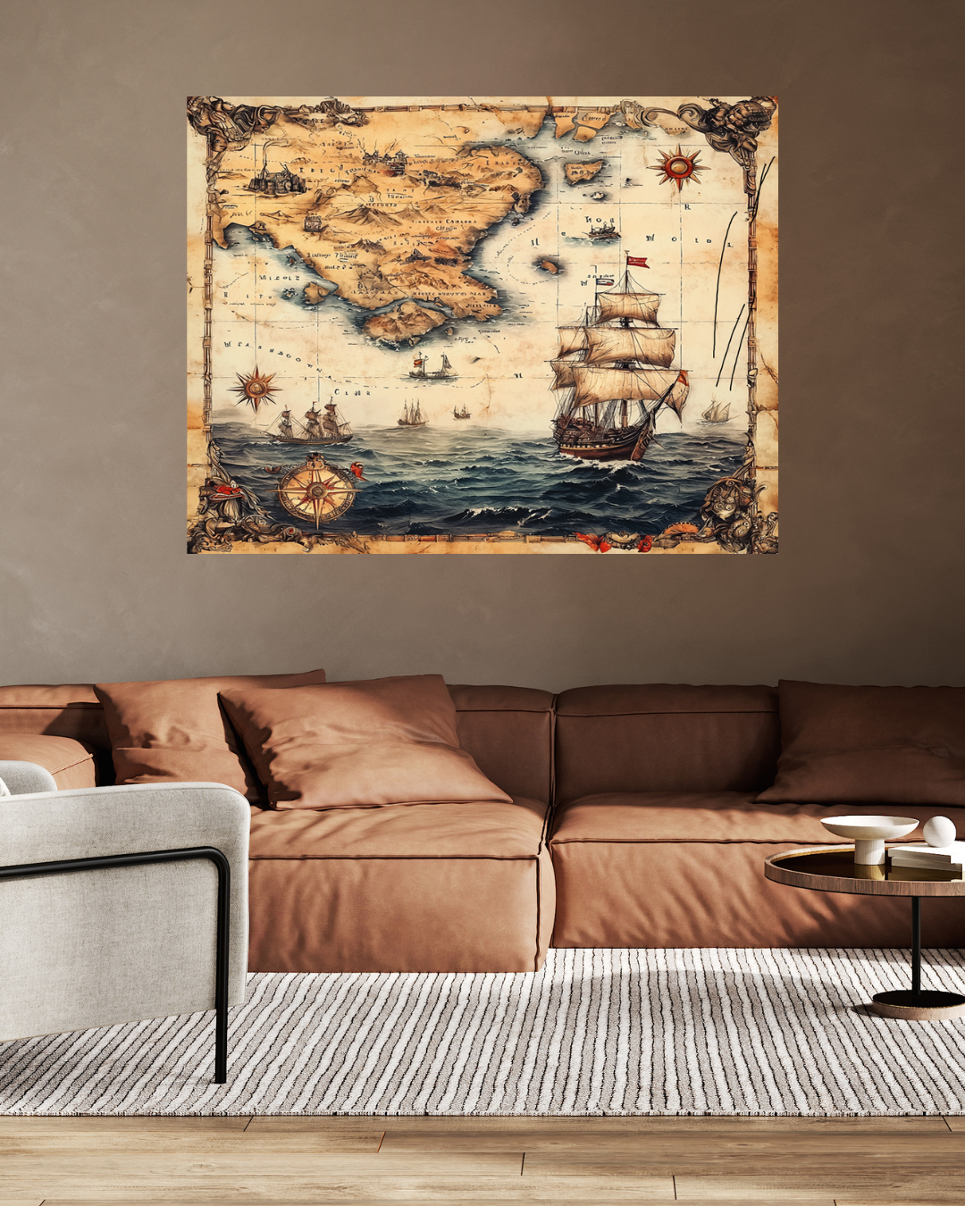 Canvas 90x60 Old Pirate Map
