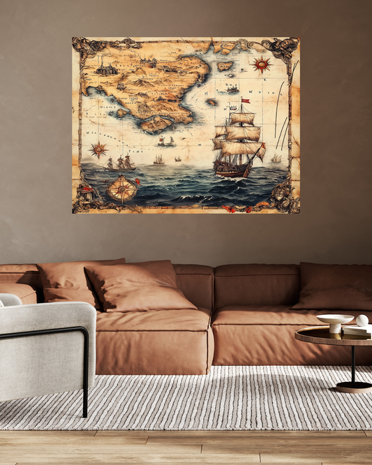 Canvas 90x60 Old Pirate Map