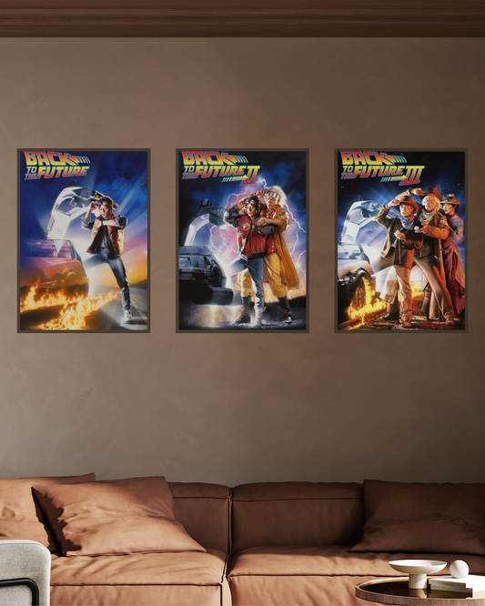 Canvas 3 Pannelli Telaio Back to the Future Trilogy
